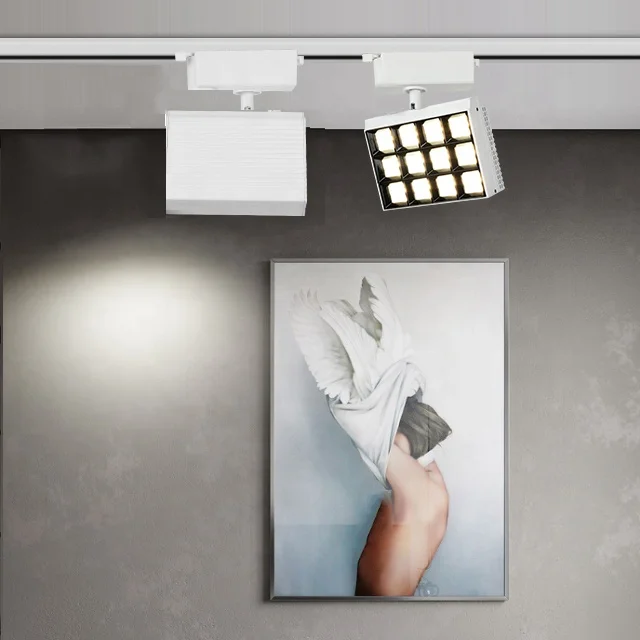 Cheaper freight track light square 12w cob spotlight aluminum led track light for gallery clothing shop