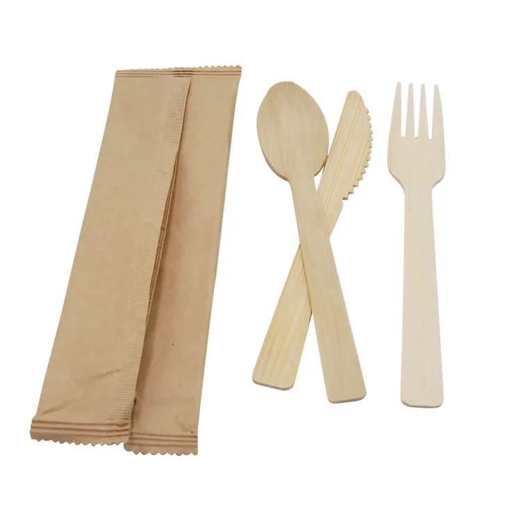 
Hot Sales Eco Friendly Disposable 170mm Bamboo Cutlery Knife Fork Spoon Set 