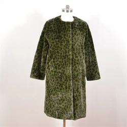 Factory Wholesale Custom Streetwear New Luxury Leopard Print Faux Fur Trench Coat Women High Quality