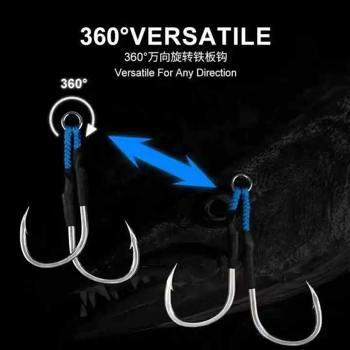 Bulk Rotatable Double Metal Jigging Lure Assist Hook High Carbon Steel Fishing Hook for Saltwater Carp Species