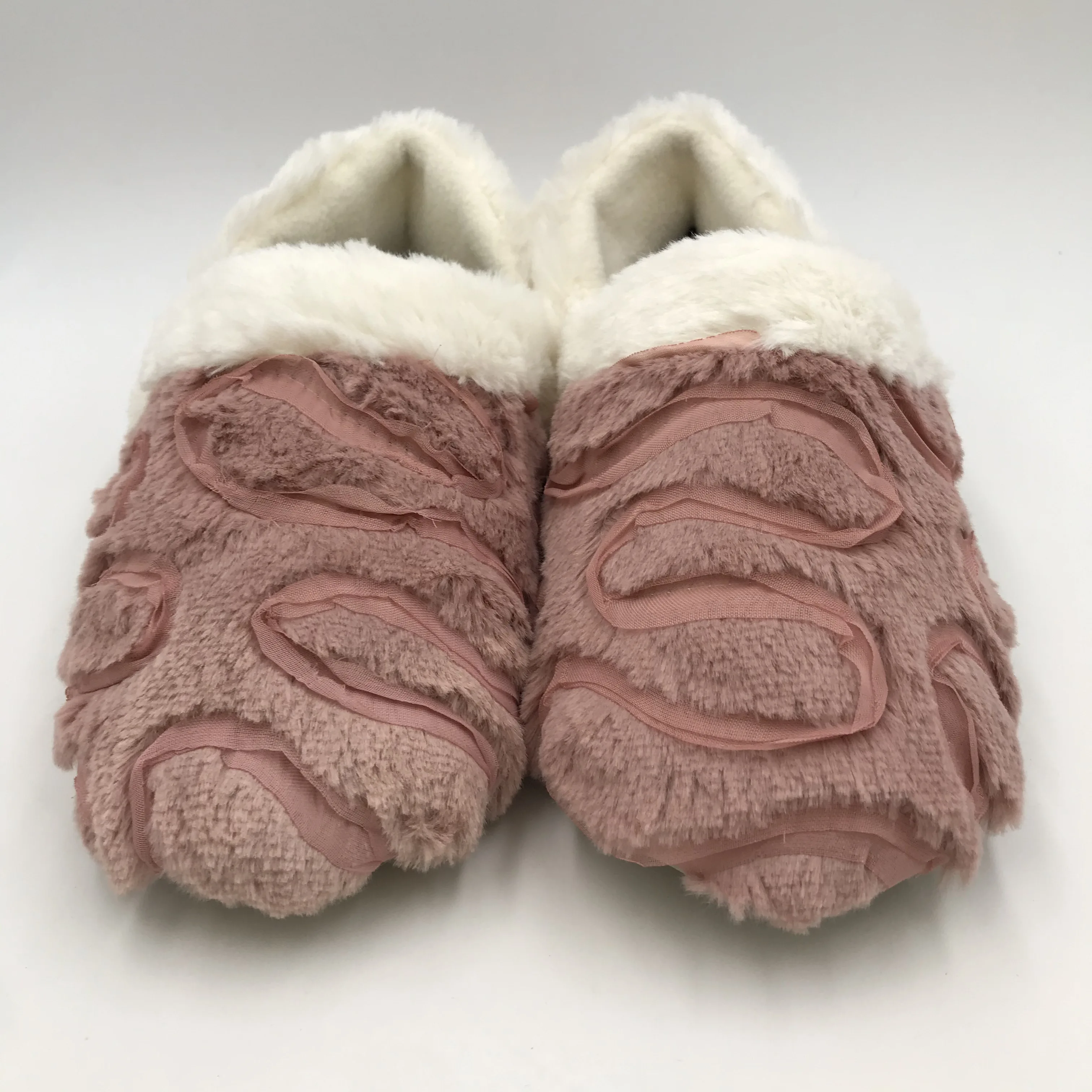PV plush upper high quality PU leather sole full closed womens bedroom slippers