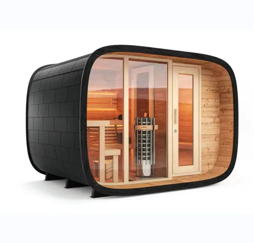 2024 Newly designed outdoor Cube sauna For 4-8 persons steam sauna outdoor cabin