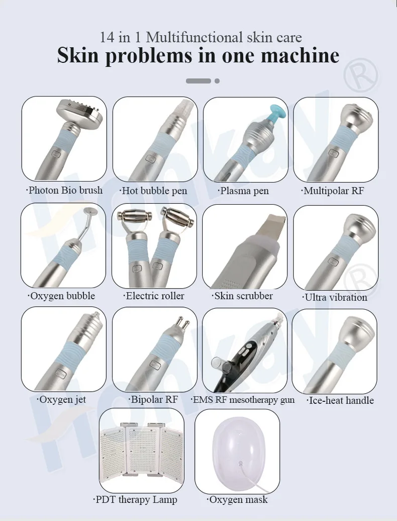 Professional Facial Deep Cleansing Machine 14 in 1 Bio Plasma Lift Pore Exfoliating Beauty Instrument For Skin Care