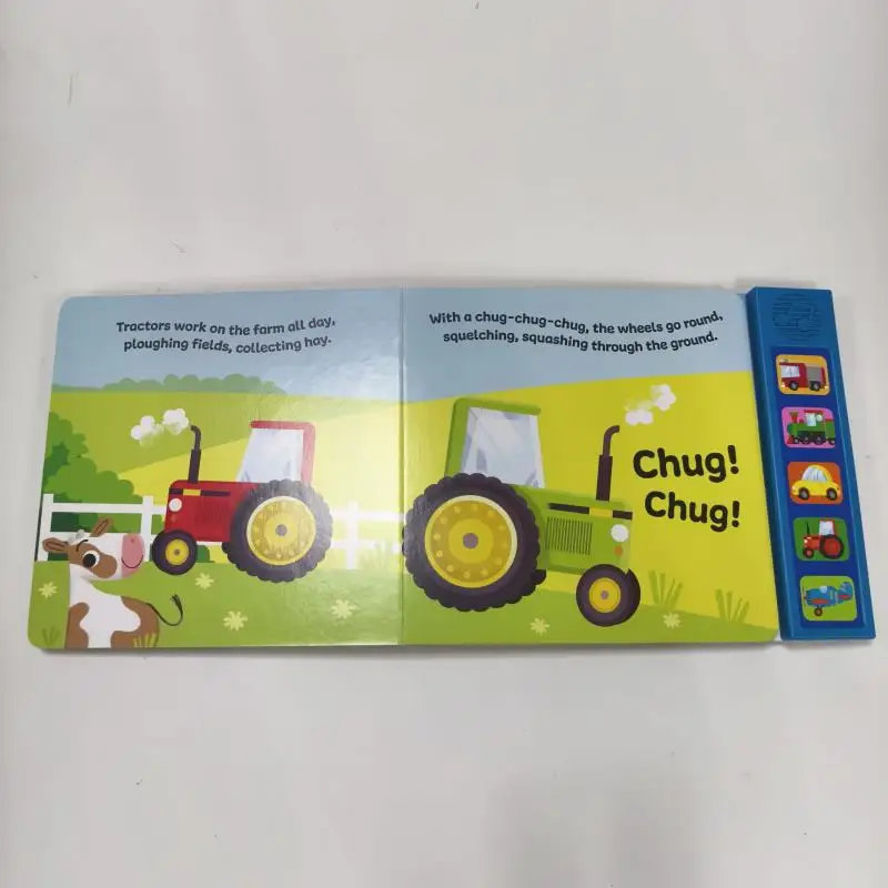 custom printing child voice book of various noisy vehicles cars