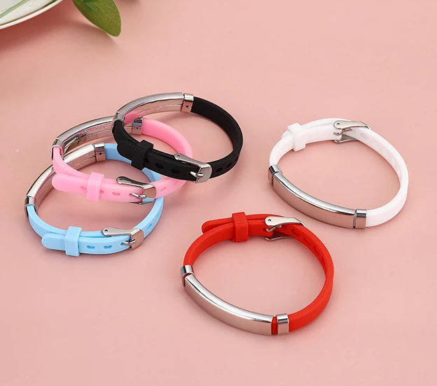 Personalize Kids Baby ID Wristband Bracelet Soft Silicone Rudder Stainless Steel Children Girls Boys Custom Emergency Name Phone