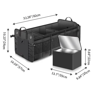 HOT Large Trunk Organizer with Removable Cooler Bag Non Slip Bottom Cargo Storage Suitable for Any Car, SUV, Truck, or Van