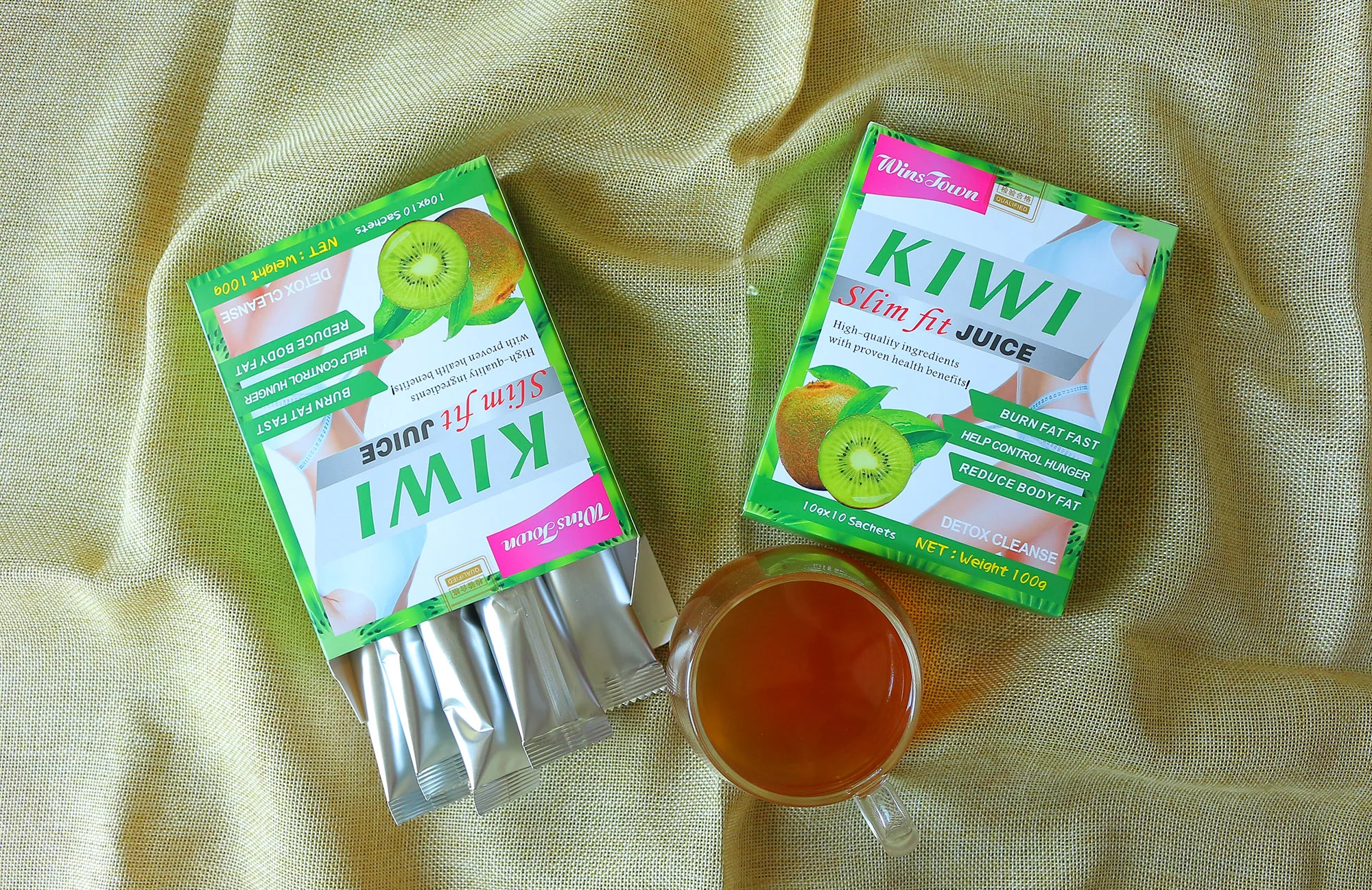 Wholesale Private Label Kiwi Flavored Slim Supplement Flat Tummy Fat Burn Slimming Juice Weight Loss Drink Powder