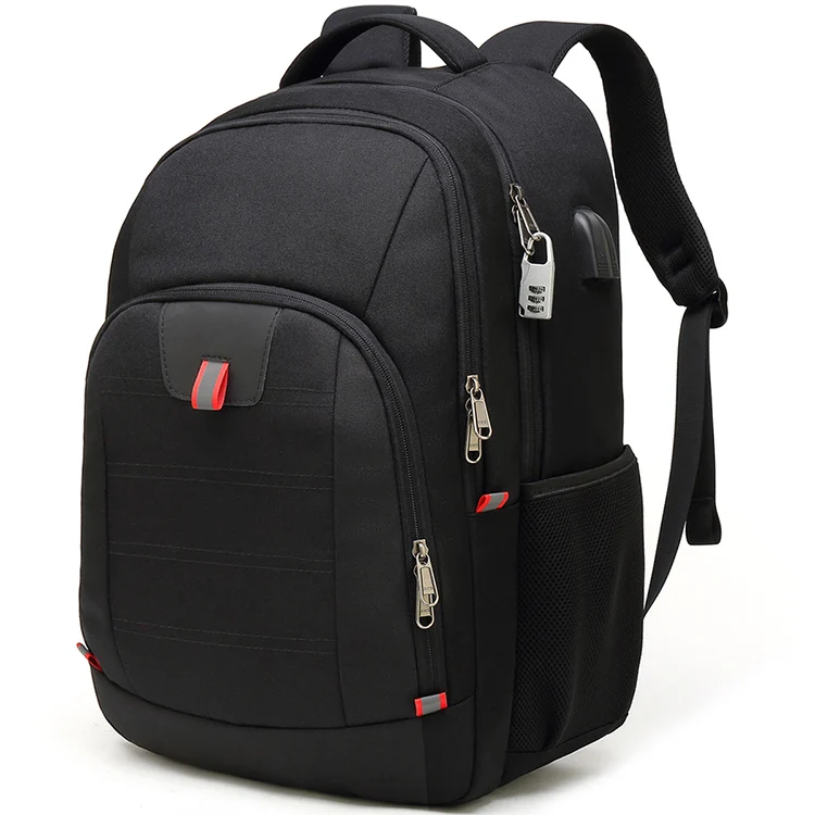 2020 fashion wholesale hot sales custom Large business hiking travel waterproof Oxford password lock black laptop backpacks mens