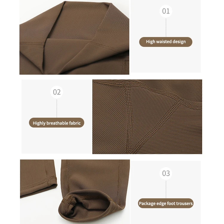 MIQI Ribbed High Waist Butt Lift Exercise Yoga Pants Ladies Sports Gym Workout Yoga Leggings