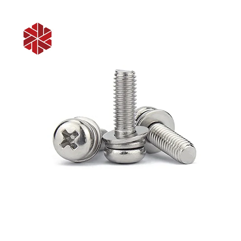 M2 Stainless Steel 304 Pan Head Machine Screws Cross Recessed Bolts Combine with Spring Washer and Flat Washers