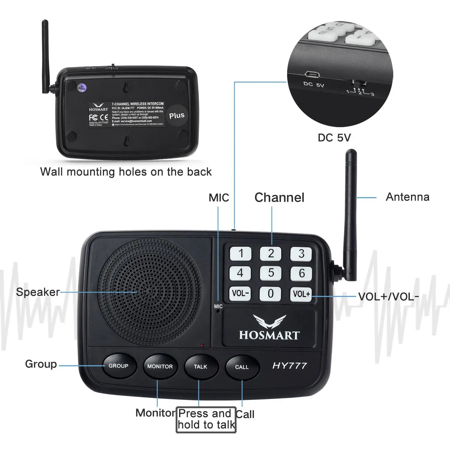High Quality 1/2 Mile Long Range Radio Wireless Intercoms System For homes Office