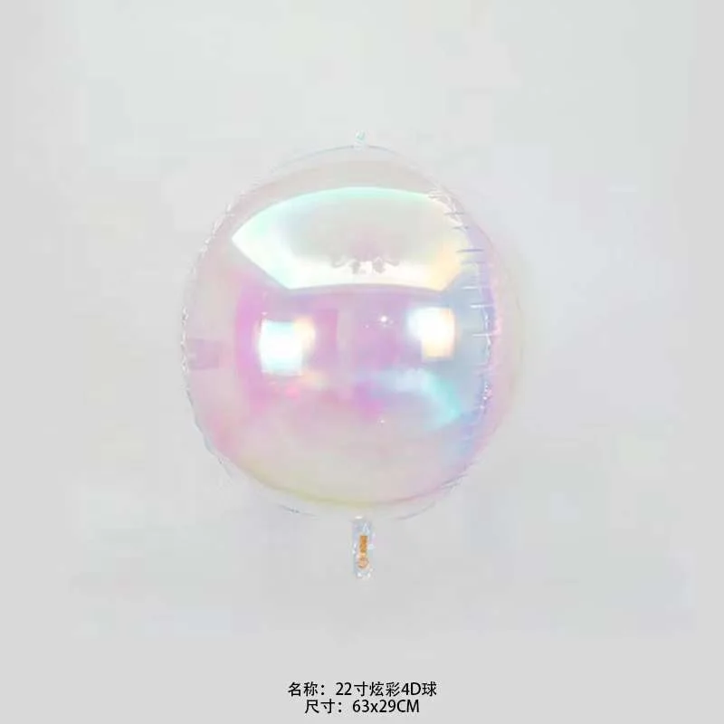 22 inches Transparent Gradient 4D round shaped sphere Decoration Foil Balloons iridescent colorful decorate Orb globos