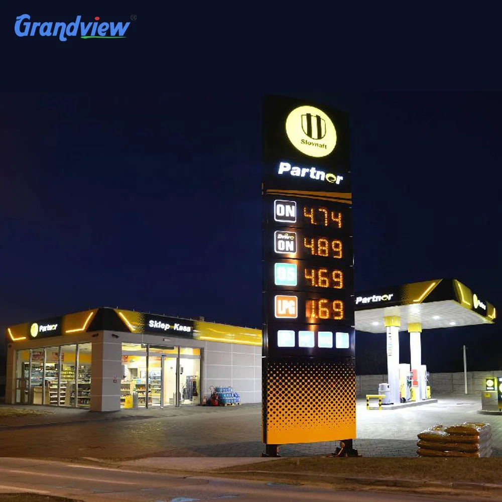 Modern design outdoor totem led sign fascia aluminium gas station canopy