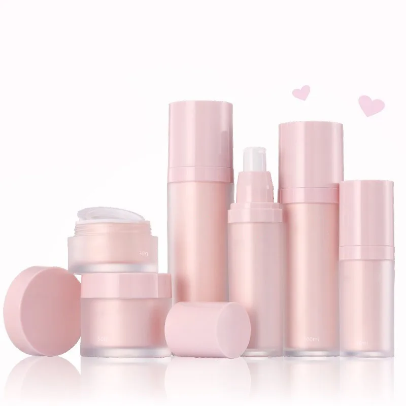 Cute Pink Double Layer As Plastic Lotion Cream Bottle Custom Logo Cosmetic Set Acrylic Packaging Bottle YGH454