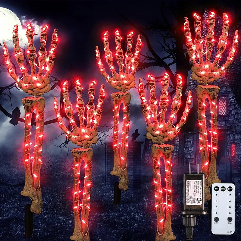 2024 Halloween LED Decoration Scary ghost Hand Claws Patio Decoration Glowing Skeleton Hands For Halloween Eve