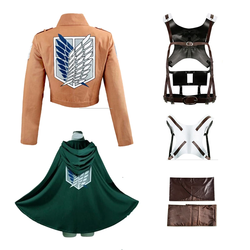  Attack on Titan Shingeki no Kyojin костюм для косплея комплект из кожаных шорт Recon Corps пояс фартук юбка скаутская накидка