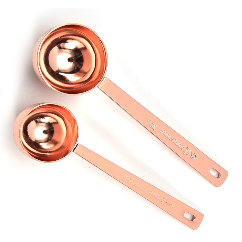 Rose gold plated silver stainless steel coffee scoop sugar measuring scoops,Custom coffee measuring spoon