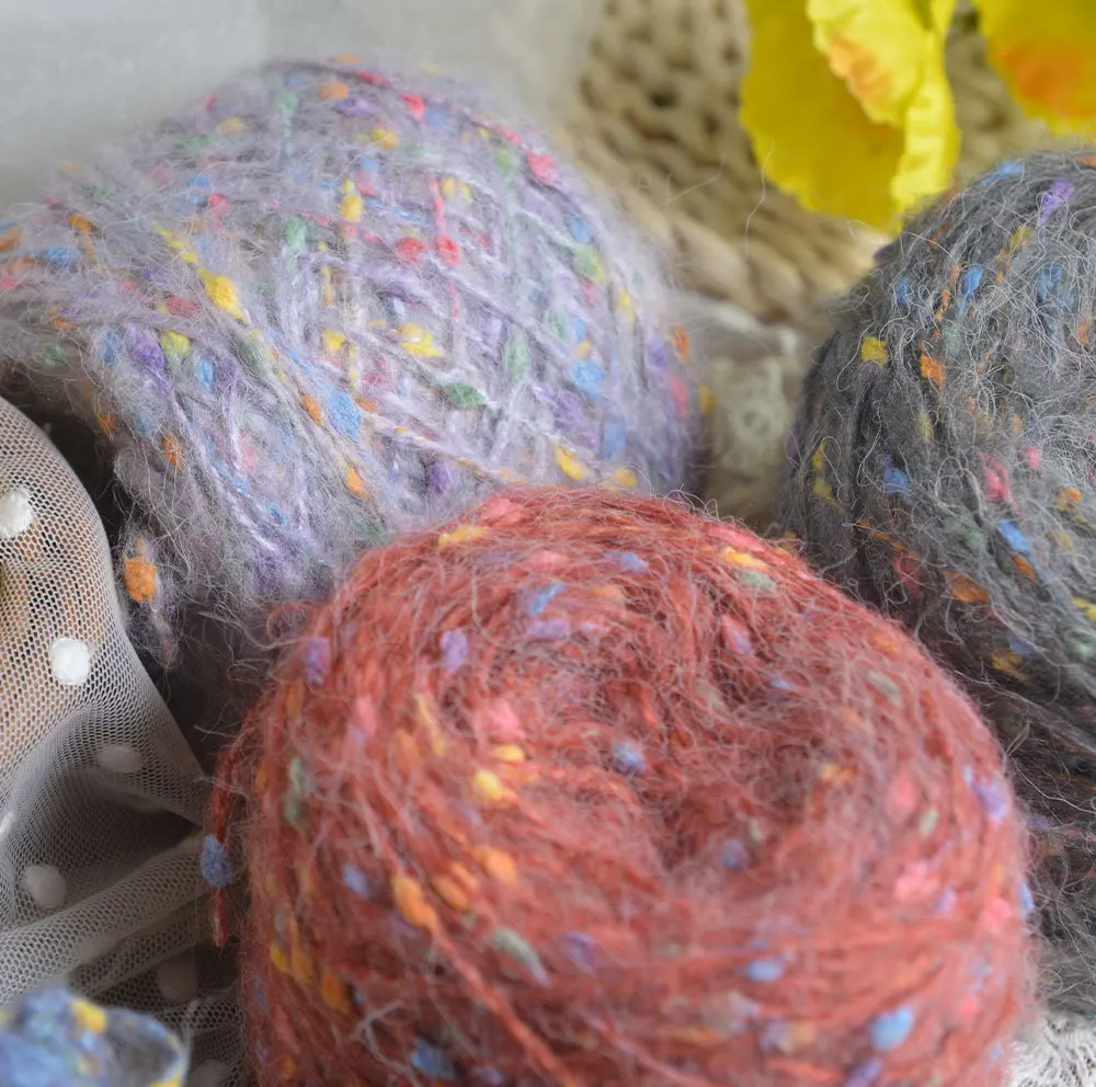 Mohair Style Ball Ball Fancy Yarn With Color Dots Medium Weight Wool Hand Crochet Knitting Scarf Wholesale yarn