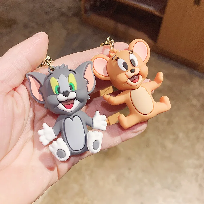 2022 hot new llaveros kawaii rubber tom jerry Keychain cute cat Mouse Jerry Bag decorations metal key chains