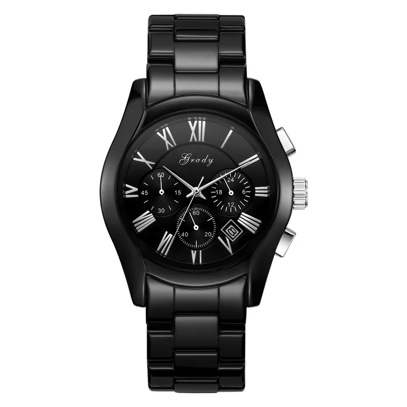 Couple ceramic watches Japan movt stainless steel caseback crystal glass Watch for men