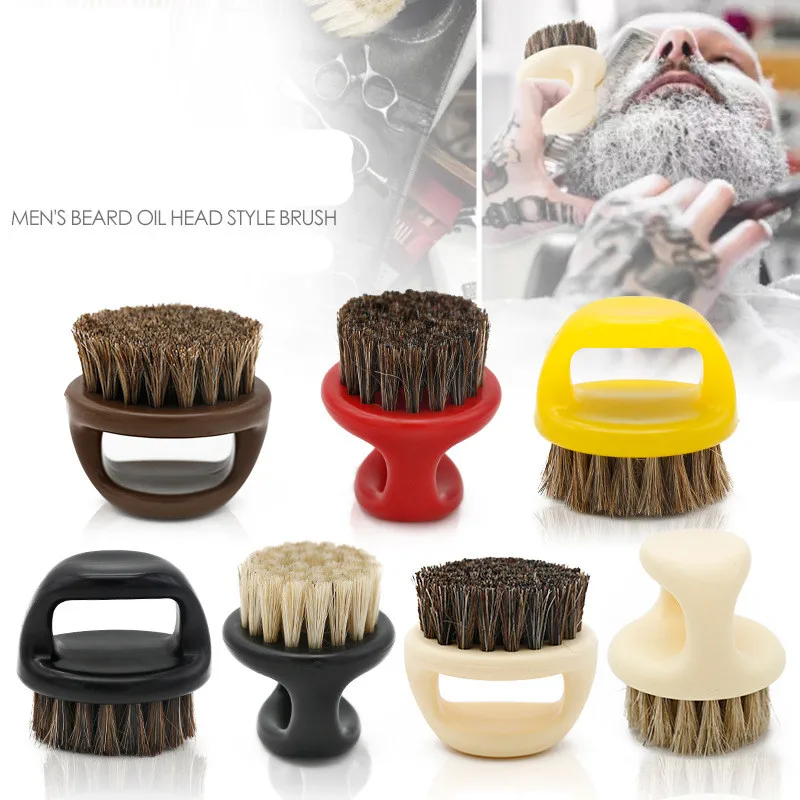 Men Shaving Face Hair Barber Cleaning Brush Black ABS Handle Boar Bristle Finger Beard Brush