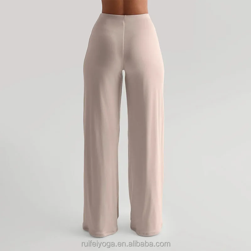 Wholesale Custom Logo Polyester Spandex Stretchy High Waist Flare Yoga Legging Wide Leg Pants Women Gym Sports Flared Yoga Pants