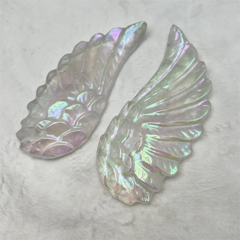Natural Crystals Healing Aura Clear Quartz Angel Wings For Home Decoration