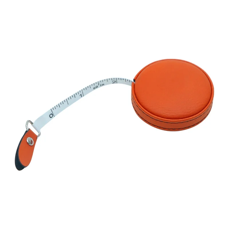 Factory Supply Laserable leatherette engraving logo keychain high quality soft rolling measuring tape
