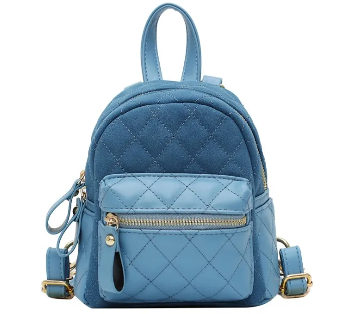 Backpack female 2021 new tide texture frosted western style small backpack student ins rhombus leisure handbag