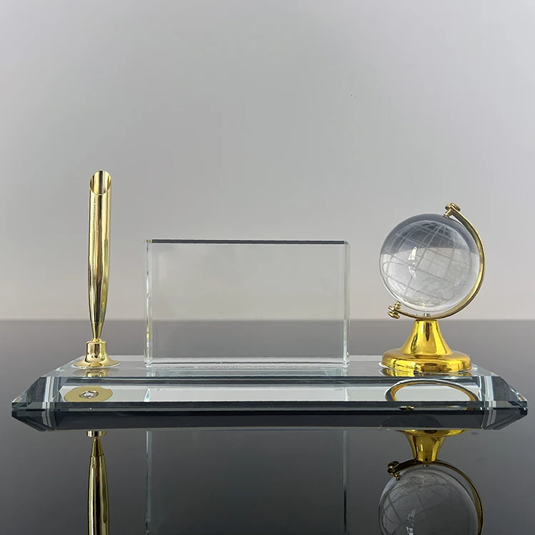 Laser Jesus Earth Globe Glass Crystal Pen Holder MH-B0344