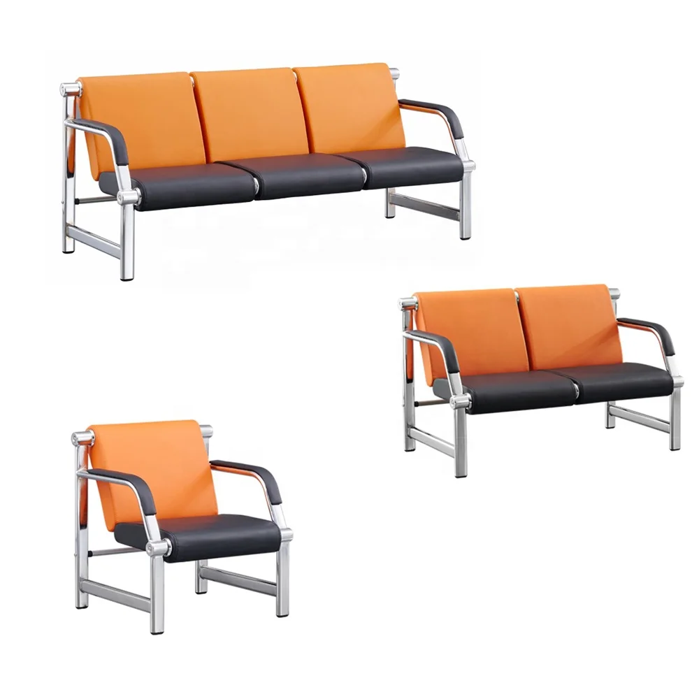 QS-WTC02 high quality 3 seating waiting chair medical hospital clinic 3 seaters Public waiting chairs in chrome finished