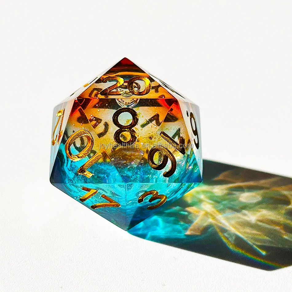 Desk Polyhedral Custom Dice  DnD Handmade Sharp Edge Liquid Core Dice 7Set for rpg