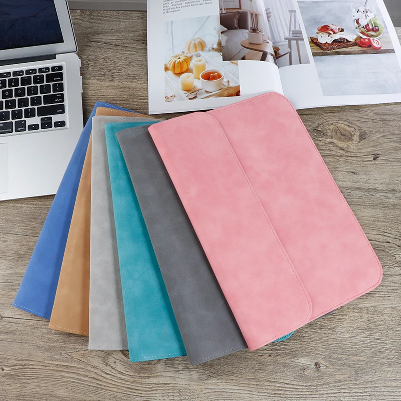 Wessleco waterproof custom Slim fashion pu leather laptop sleeve for Macbook Pro 13 Laptop Sleeve