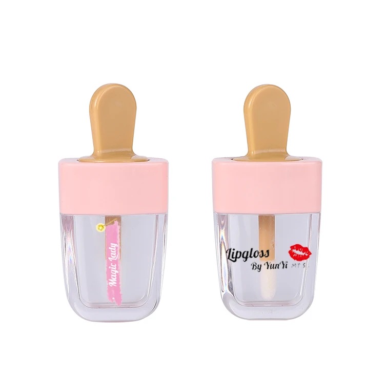 Wholesale Custom Logo Creativity Cute Popsicle Shape Pink Color Empty Lip Gloss Containers Tube