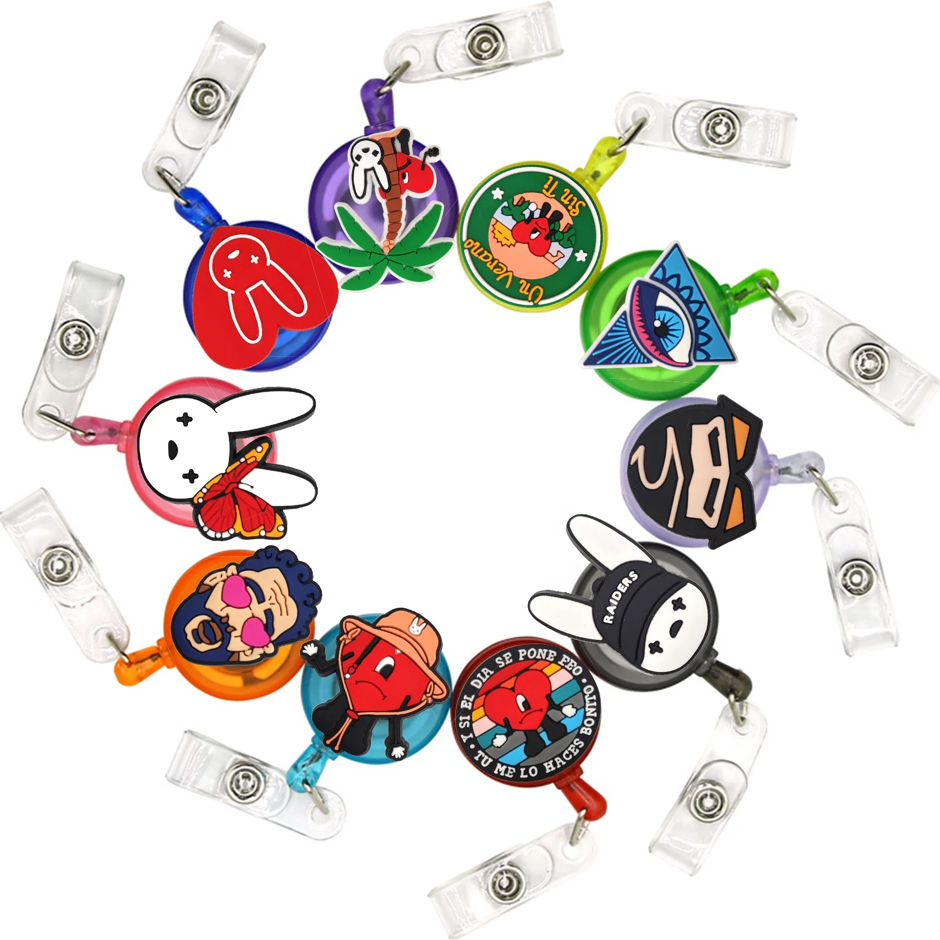 Bad Bunny Amazon popular Hot selling cartoon easy pull button badge retractable easy pull button