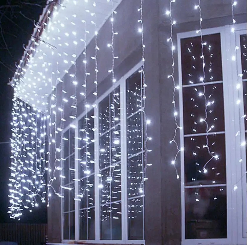 Garland Icicle Fairy Christmas Lights Twinkle Star 300 Led Window Curtain String Light For Garden Room Wedding Party Decoration