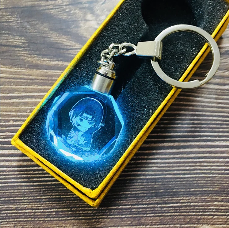  Led Light Crystal Glass Keychains Custom 3d Laser Engraving Car Logo Big Size custom charm