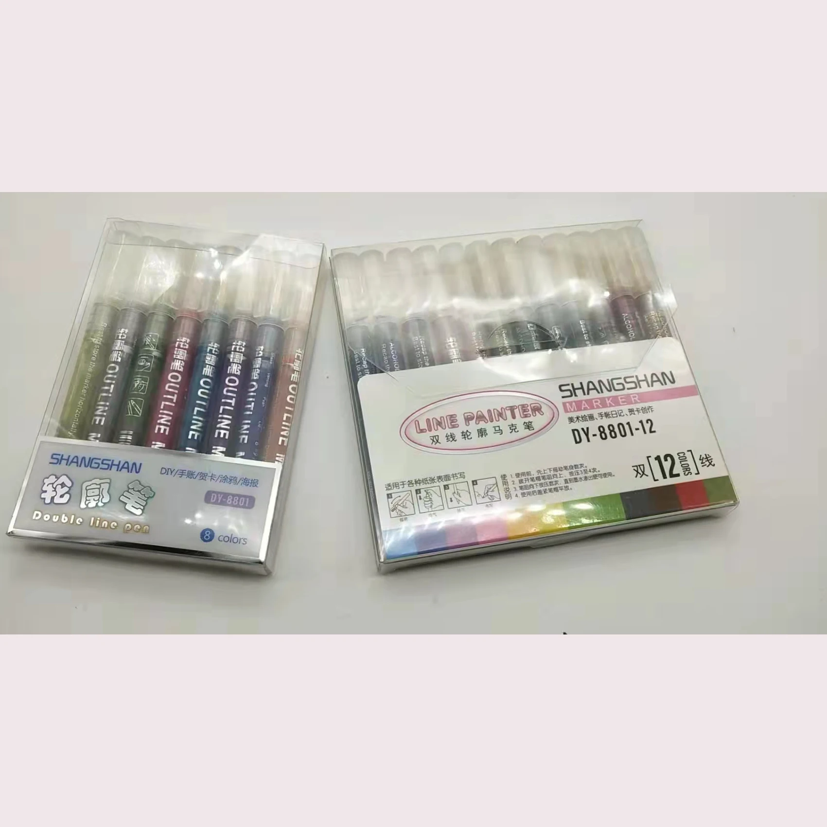 Dream free drawing Double line outline highlighter 8 colors 12 colors