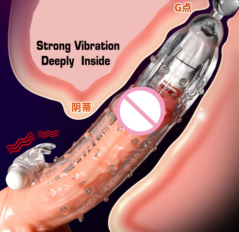 crystal washable vibration condom ring with vibrator sex toys condom for man woman