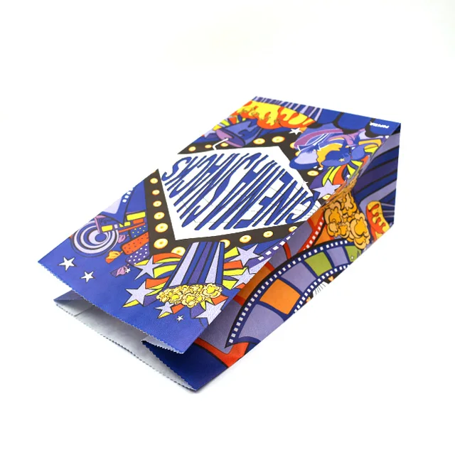 Popcorn Bags Bag Food Packaging Print Grade Popcorn Biodegradable Paper Kraft Paper Craft Retail Snack Packaging Flexo Printing