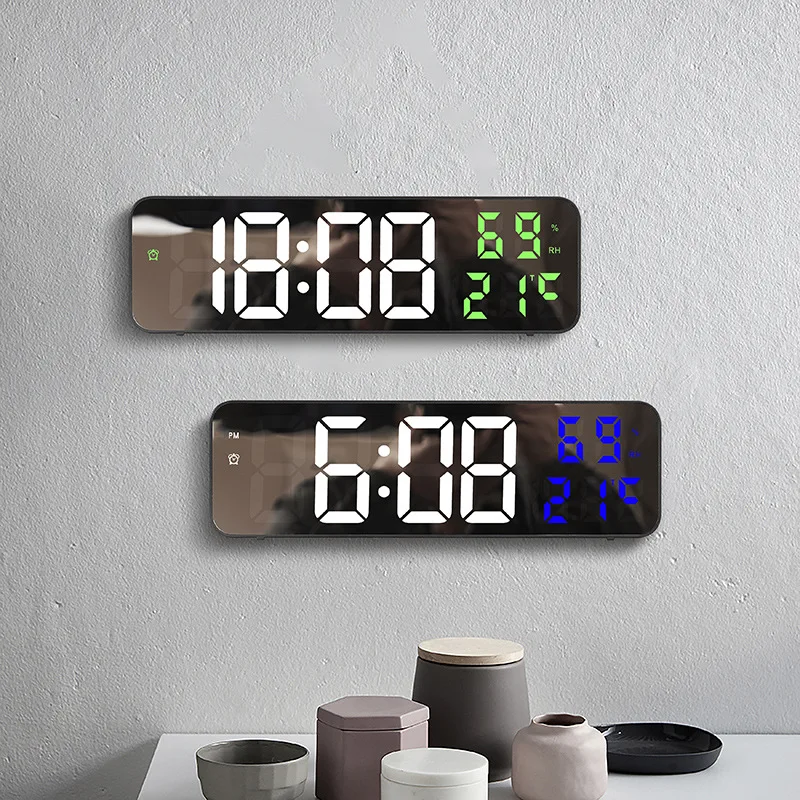 New LED alarm clock, multifunctional electronic clock, voice controlled snooze electronic alarm clock