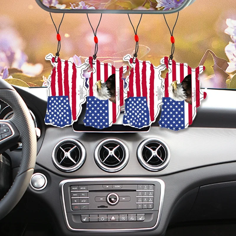 Hanging Paper Car Air Freshener All Scented Hanging Custom Logo Paper Car Air Fresheners American Flag