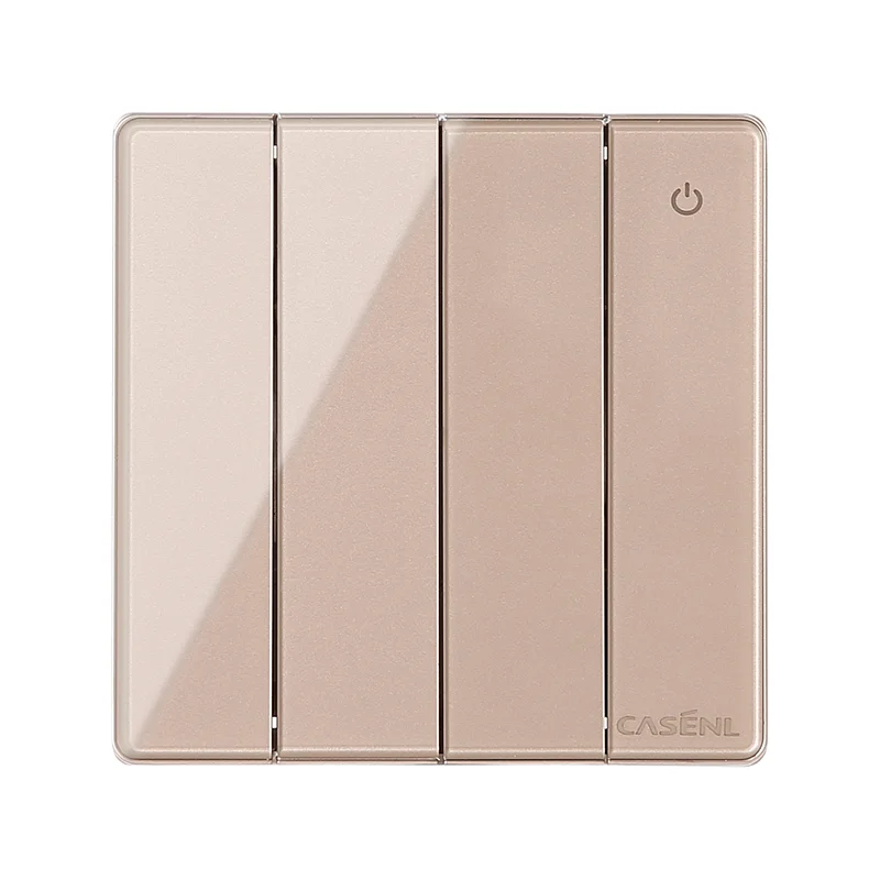 big button white panel push button 4 gang 1 electric switch socket switch 250V 16A