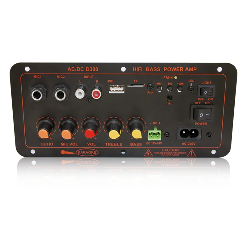 300W Blue tooth Audio Amplifier Board D100 Subwoofer Dual Microphone AMP Module 12V 24V 220V Medie Player