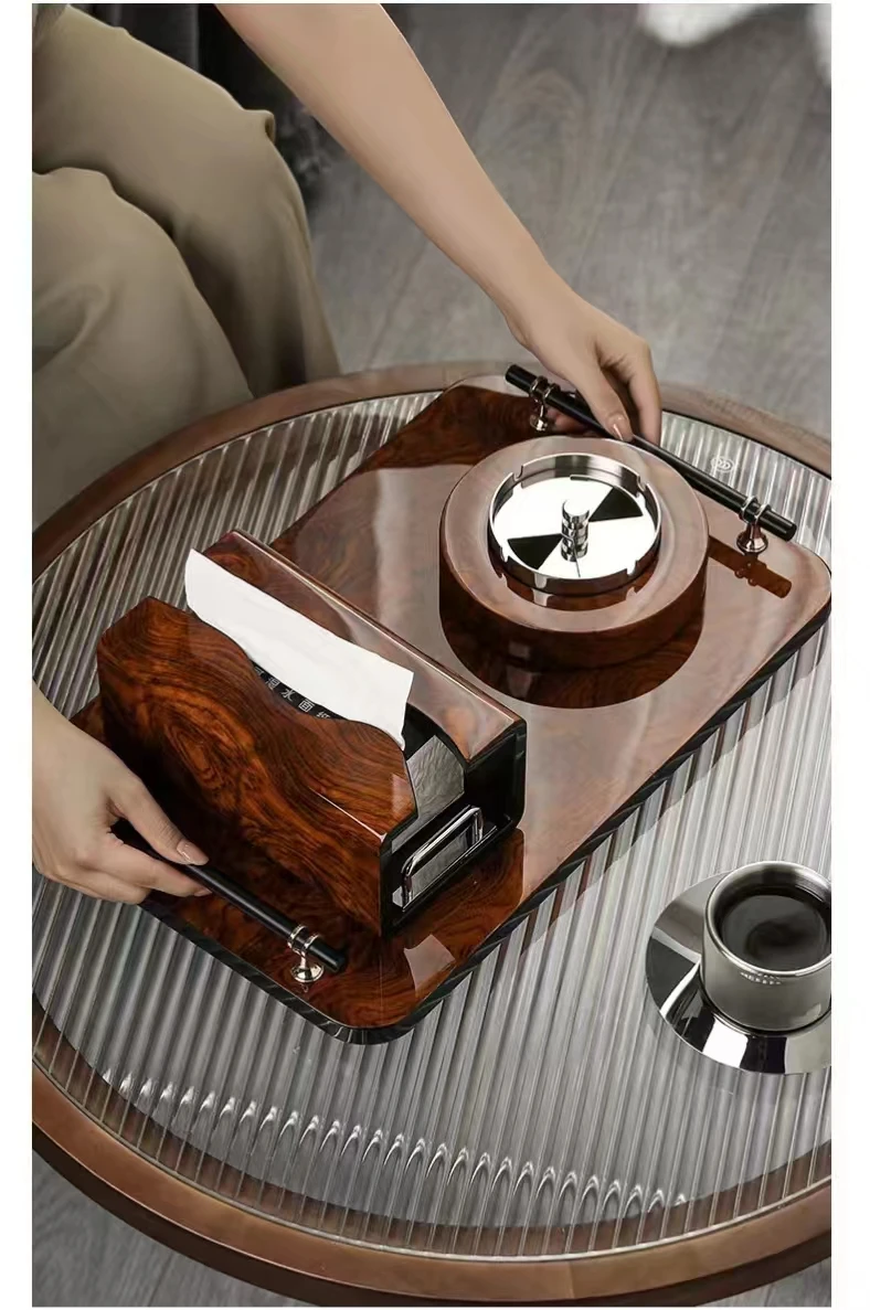 Piano paint high-end tissue box luxury version of light luxury smoking paper box high-end living room business ashtray set