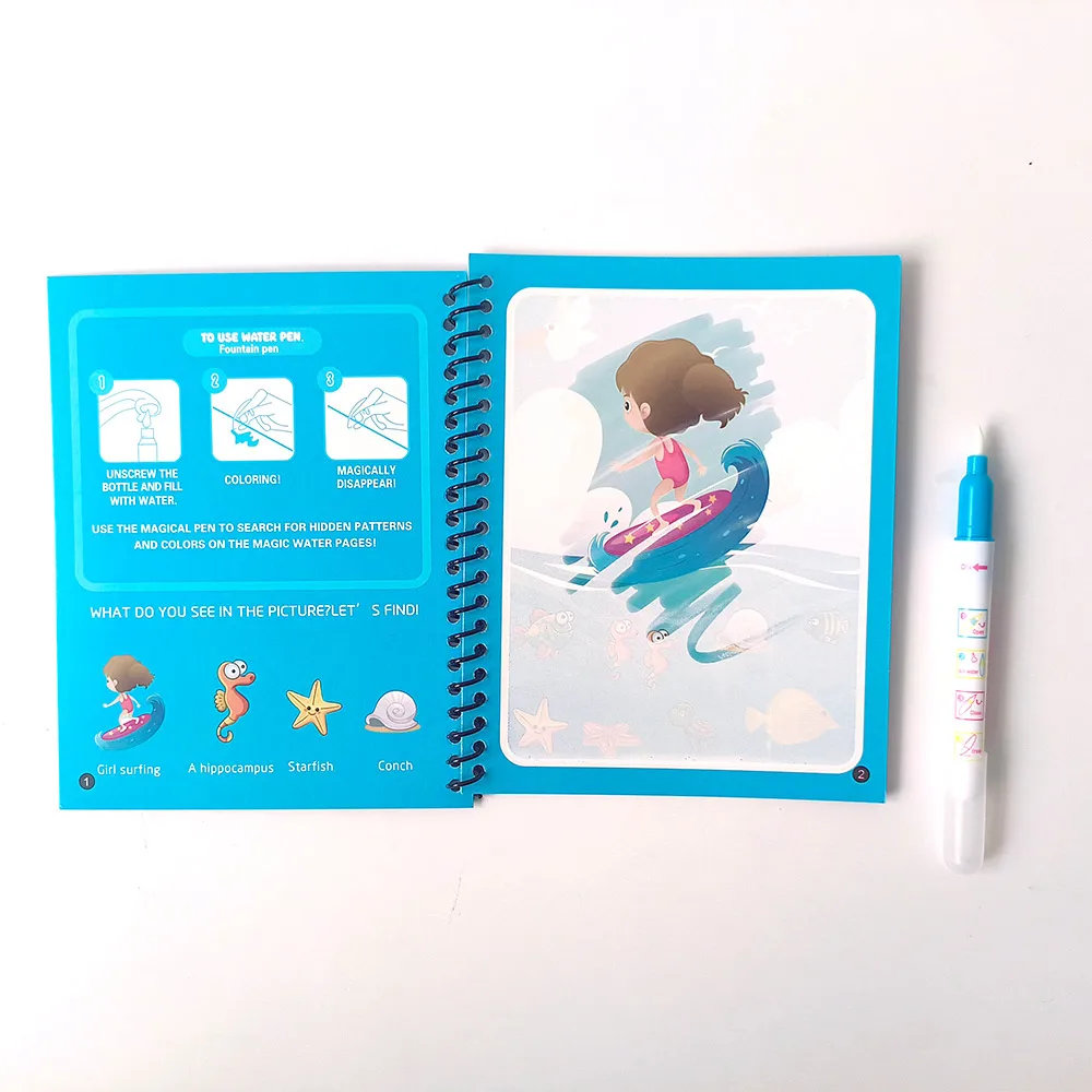 Wholesale Custom Drawing Toys For Kids Girls Games Kindergarten Baby Learning Coloring Book Magic Water Book