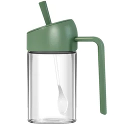 Wholesale kitchen lead-free clear glass spice bottles with ladle storage jars