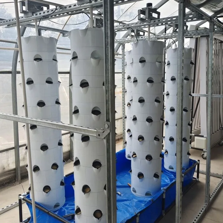 X44 Rotating Tower With Frame Hanging Type Vertical Column Hydroponic Aeroponic Strawberry Fruit Garden Tower Planting Tower