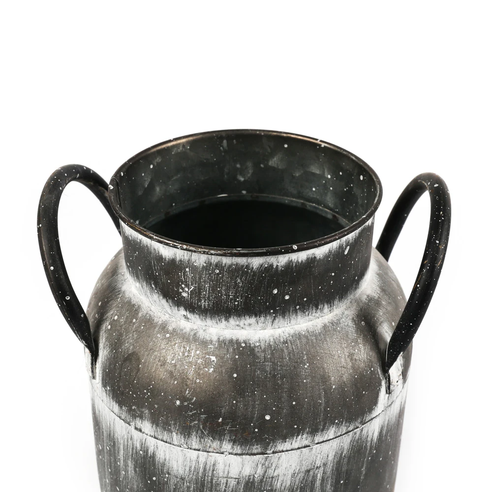 Christmas Vintage Metal Galvanized Iron Flower Jug with Handle for Fireplace Decoration  container  packing/giftpacking