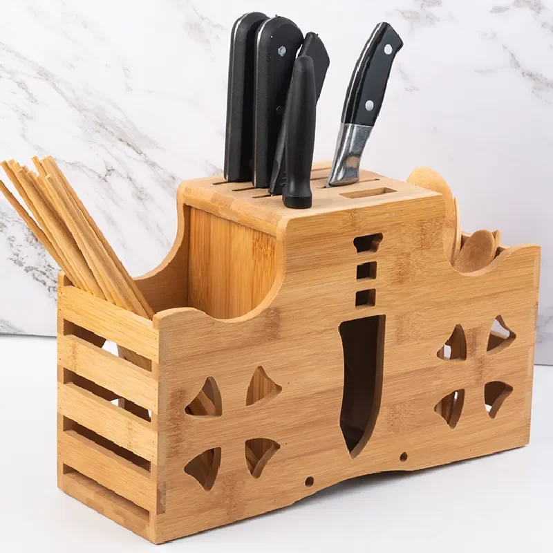 Bamboo Supplies Kitchen Knife Rack Holder Creative Chopstick Cage Knife Multi-function Knife Storage Rack